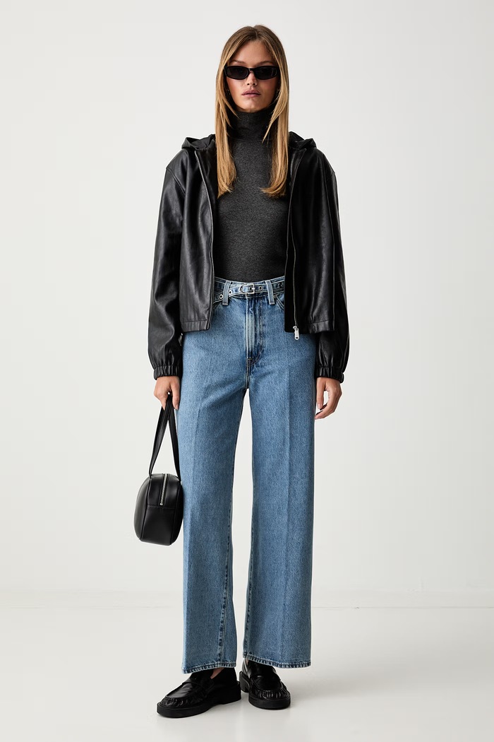 Levi's jeansy wide leg damskie RIBCAGE WL BELTED 005LK niebieski SS26