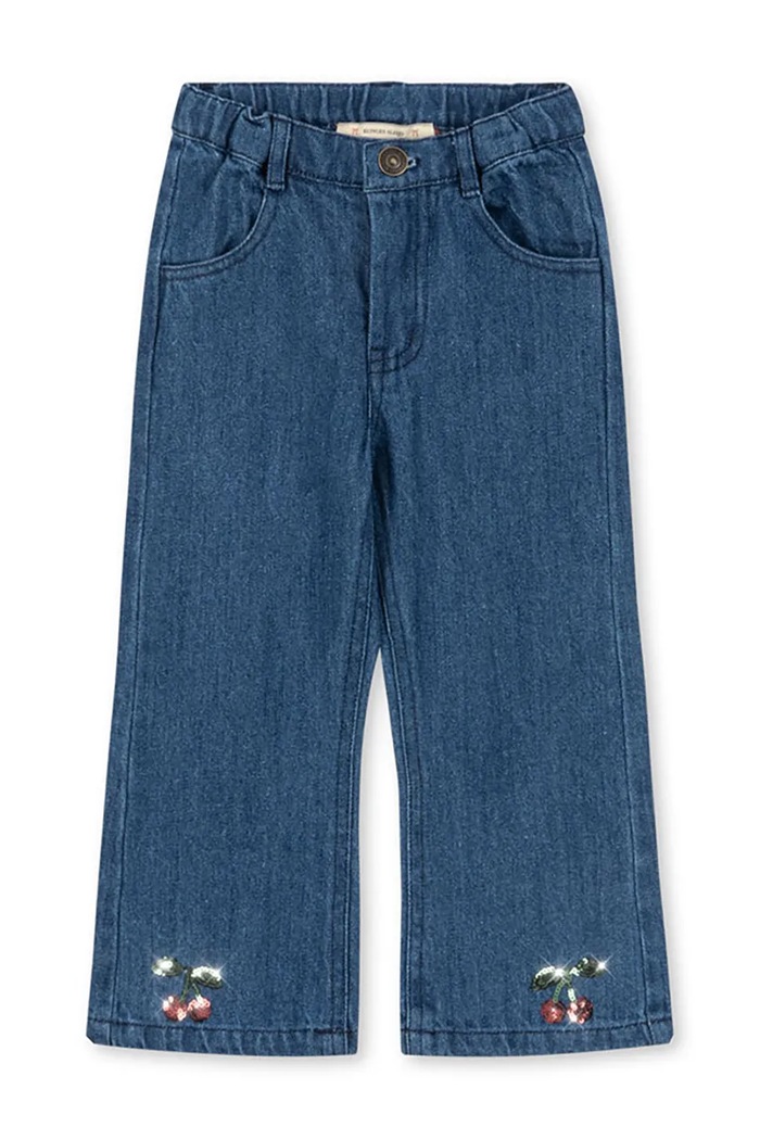 Detské rifle Konges Sløjd ELBA FLARE JEANS GOTS nášivka tmavomodrá KS104394.PreSpring