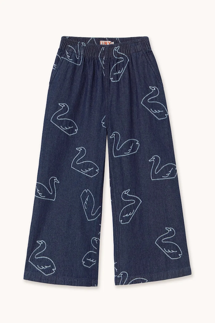 Tinycottons jeans copii BIG SWANS DENIM PANT SS26.329 albastru SS26