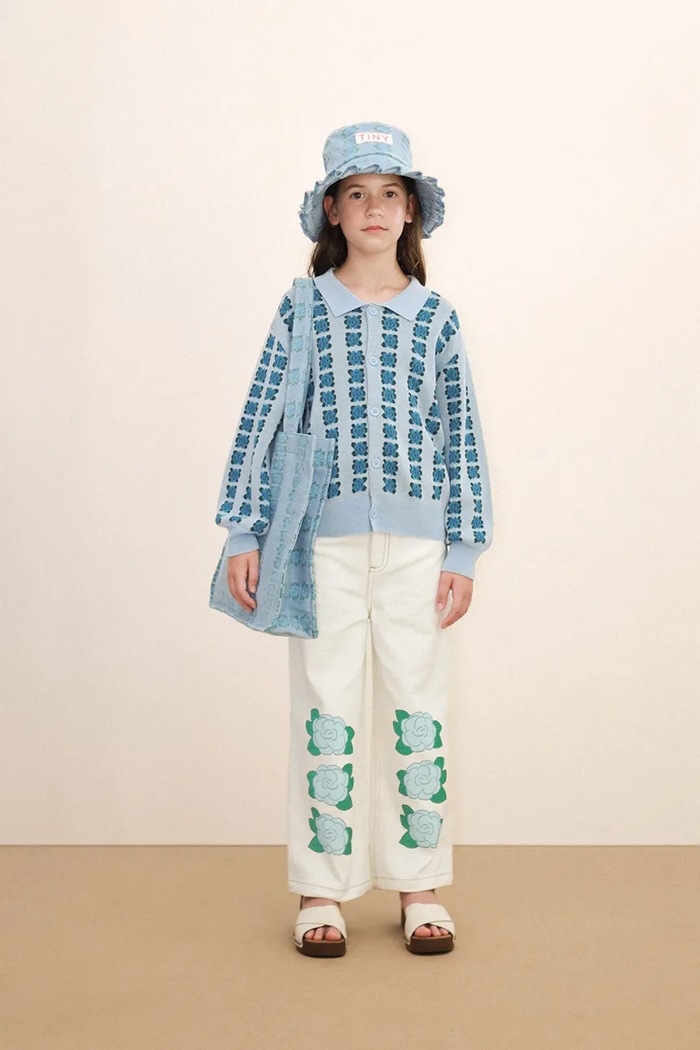 Tinycottons detské rifle BLUE FLOWER PRINT DENIM JEANS SS26.343