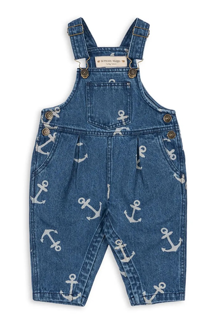 Detské nohavice na traky Konges Sløjd MAGOT OVERALLS GOTS KS104361.PreSpring tmavomodrá SS26