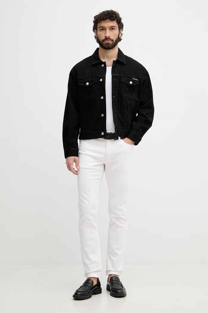 Calvin Klein Jeans дънки slim fit мъжки LV04RF751G бял SS26