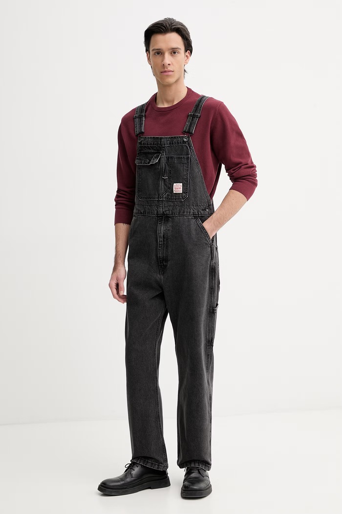 Levi's salopete din denim LOOSE OVERALLS x WORKWEAR 0057W negru SS26