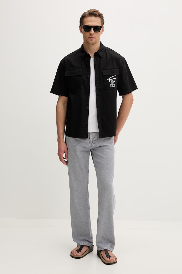 Tommy Jeans rifle straight pánske DM0DM22868 sivá SS26