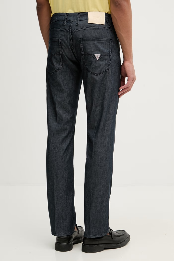 Oblečenie Guess nohavice slim fit pánske s bavlnou ANGELS M6GAN2.W1698 tmavomodrá