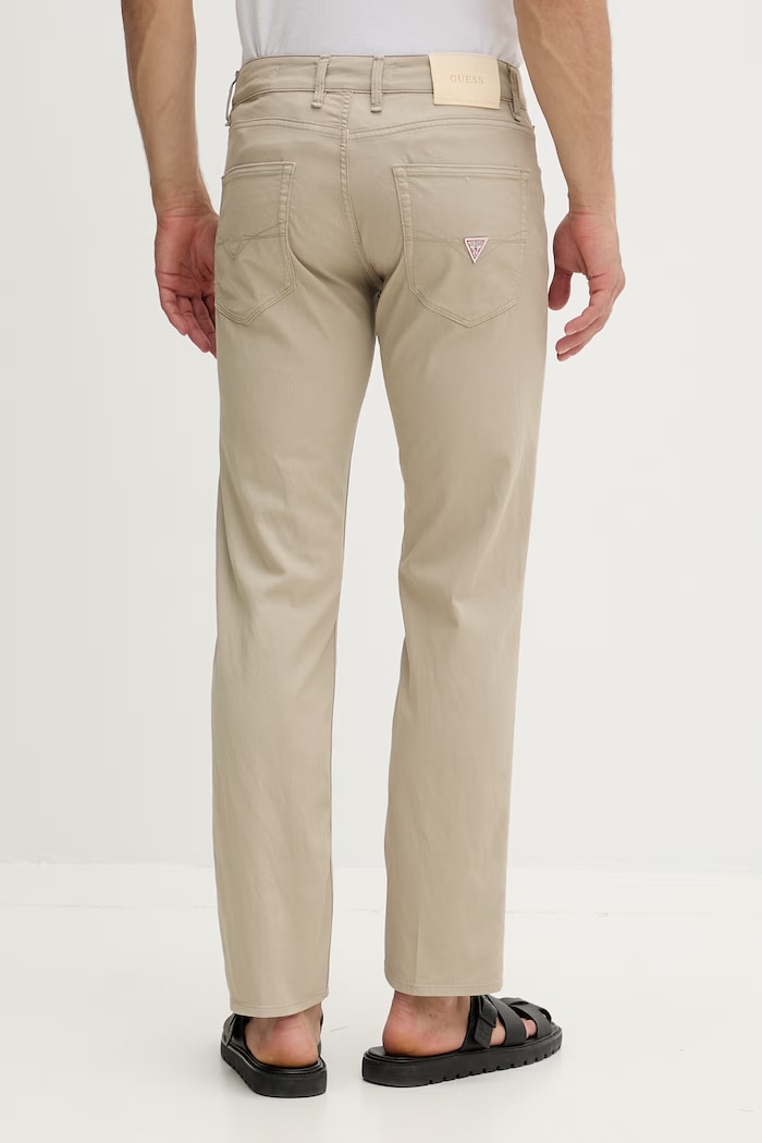 Oblačila Guess slim hlače moške z bombažem ANGELS M6GAN2.W1698 bež