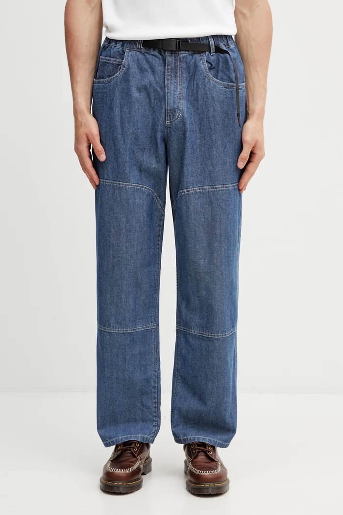 Gramicci JAPANESE CHAMBRAY DOUBLE KNEE Ανδρικά τζιν loose μπλε G6SM.P015.