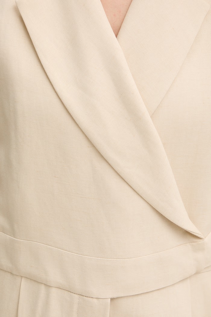 Weekend Max Mara kombinezon kopertowy damski z lnem OBLATO 2615241012600 beżowy