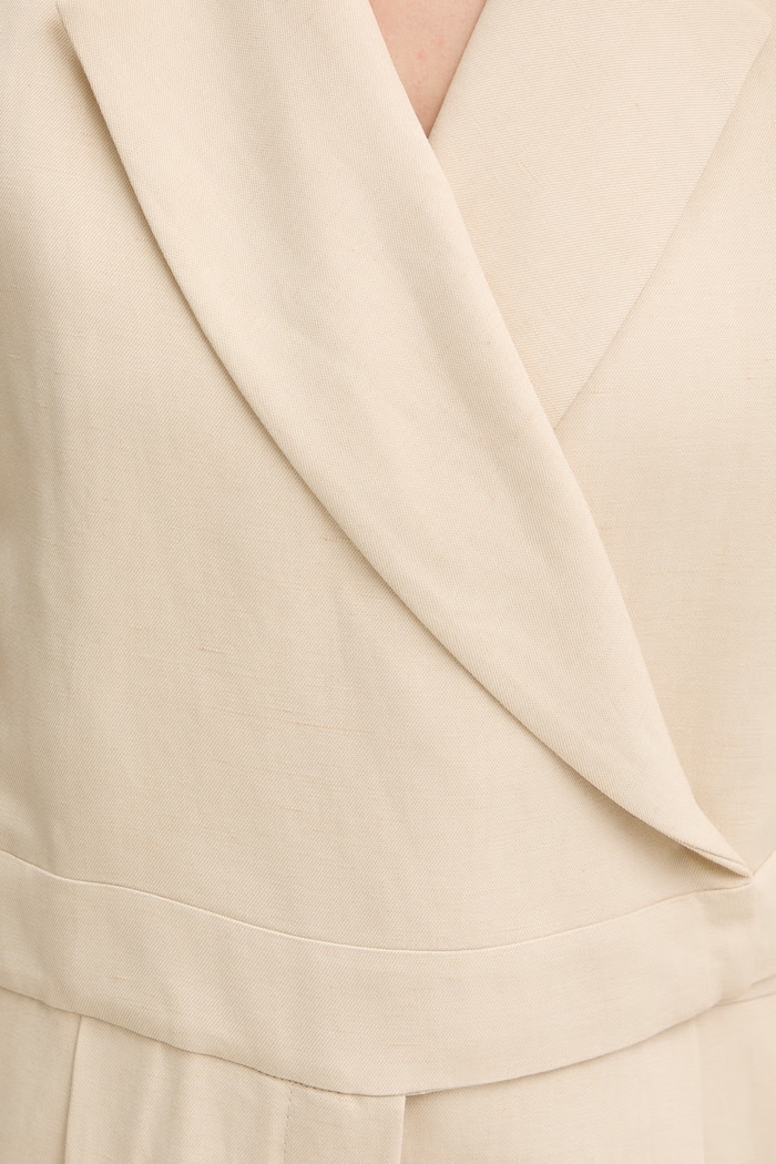 Weekend Max Mara kombinezon kopertowy damski z lnem OBLATO 2615241012600 beżowy