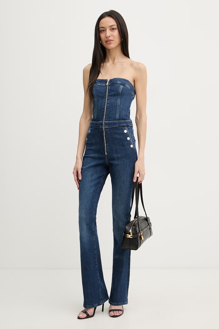 Guess salopetă pentru femei, din denim VALE W6RD0I.D6883 bleumarin SS26
