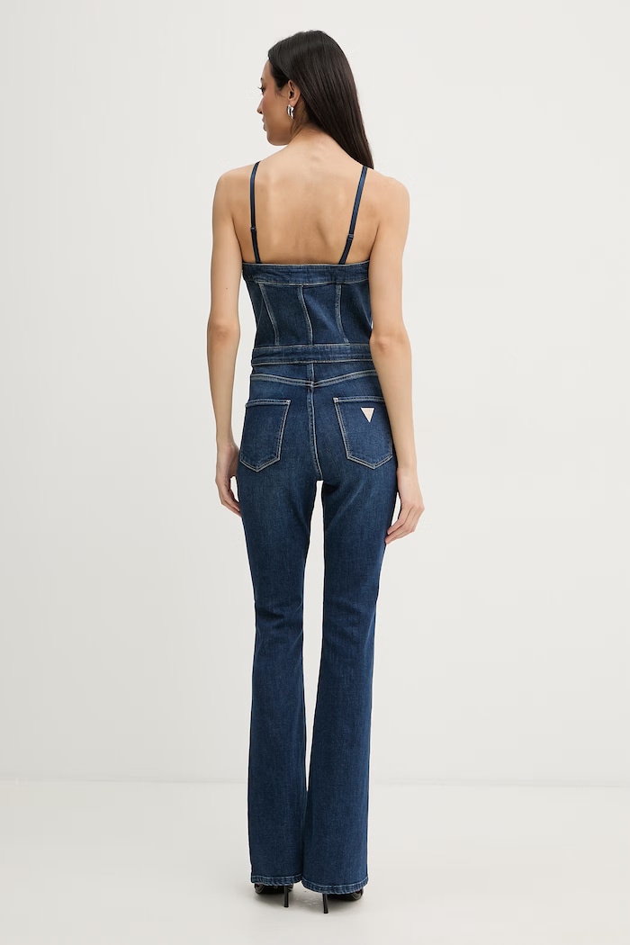 Îmbrăcăminte Guess salopetă pentru femei, din denim VALE W6RD0I.D6883 bleumarin