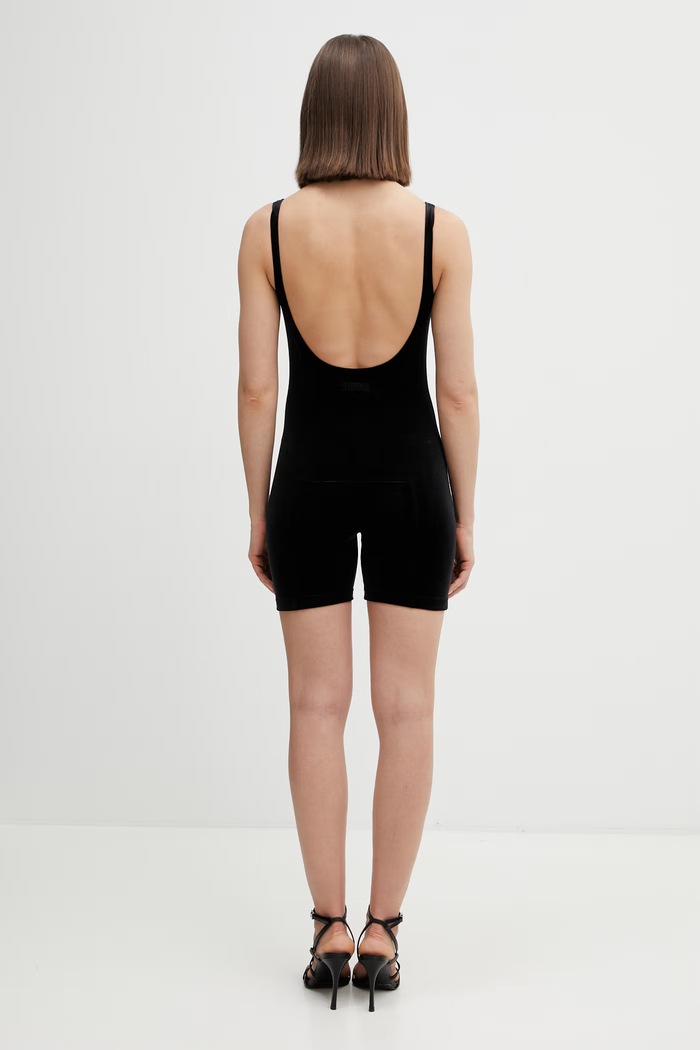 Îmbrăcăminte VETEMENTS salopeta de catifea Push-up Romper WE76BD411B negru