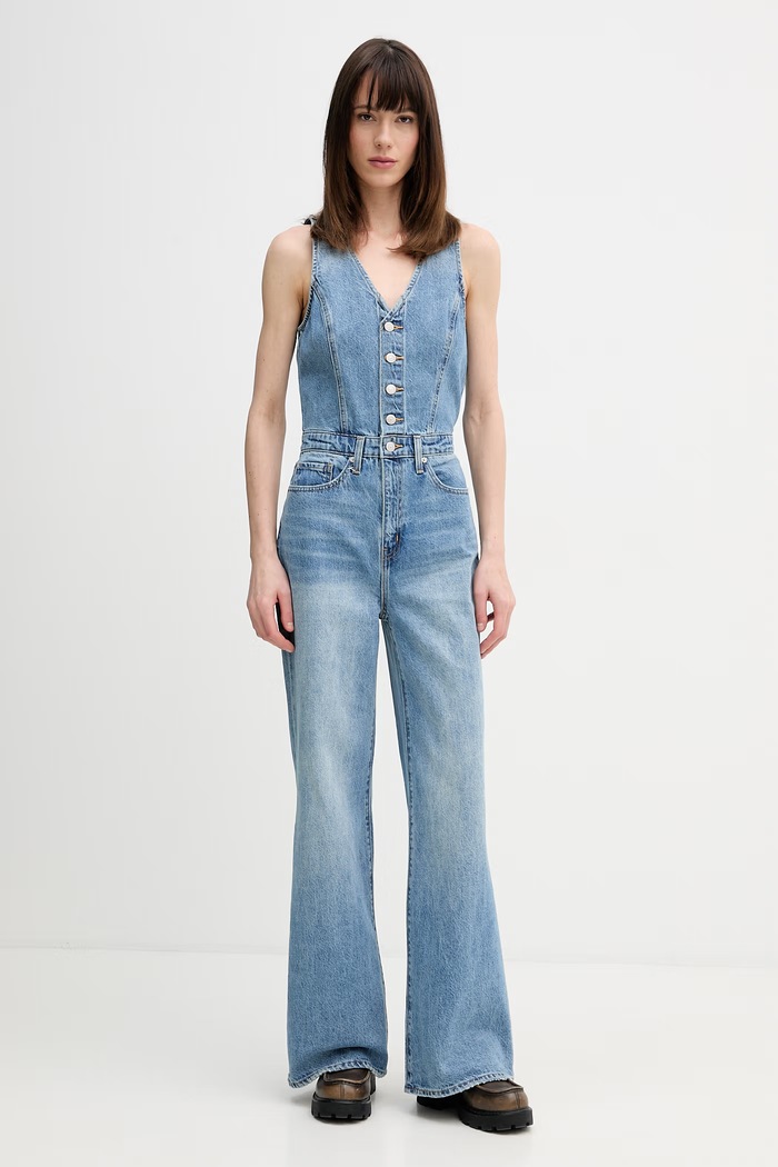 Rifľový overal Levi's DNM VEST WIDELG bavlna modrá 0002R