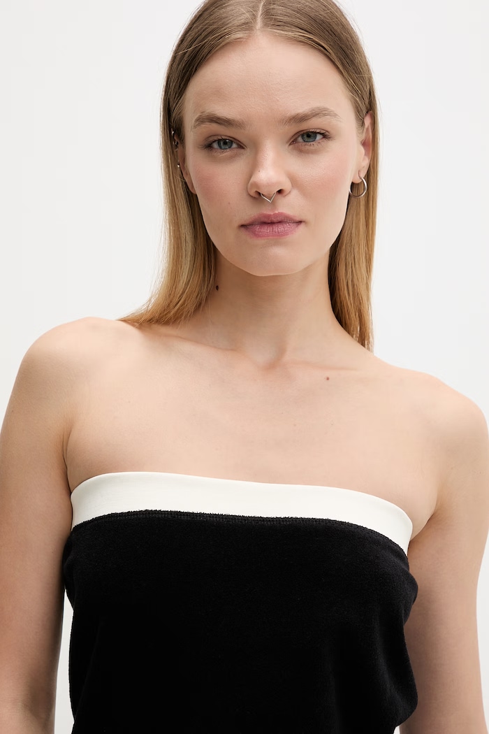 Juicy Couture salopetă fără bretele pentru femei APPLIQUE ROMPER negru JCWFP126316