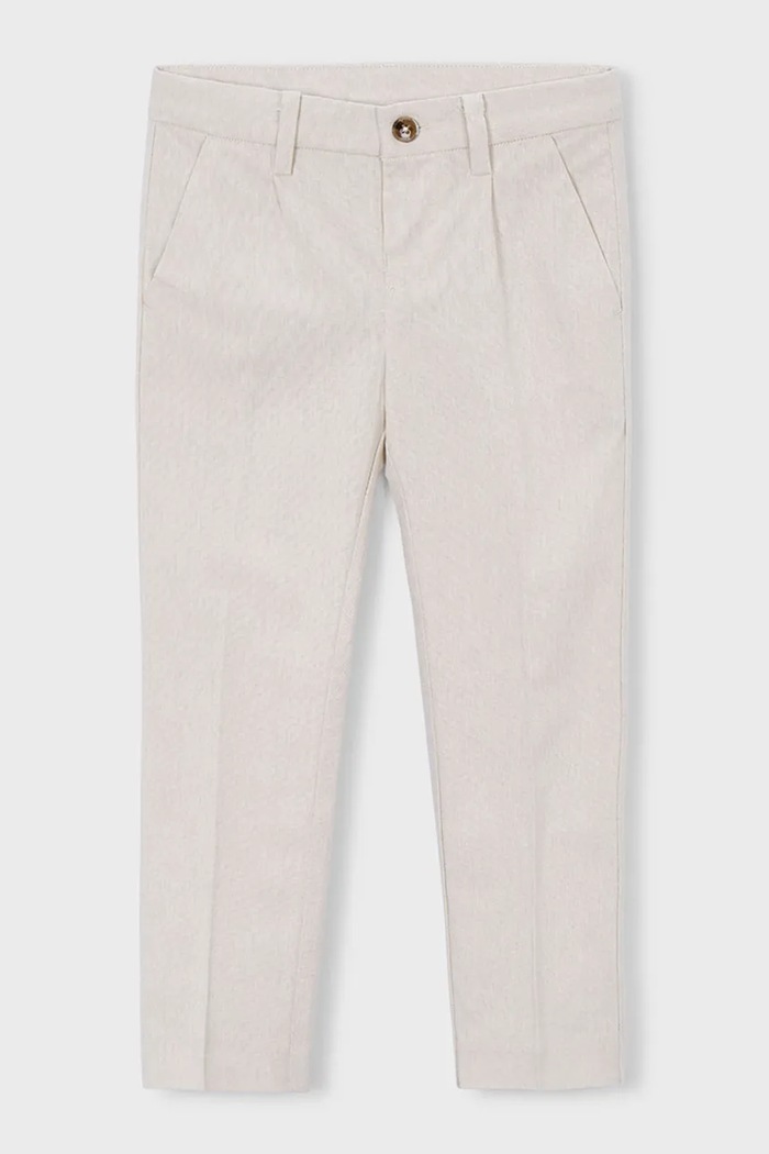 Mayoral pantaloni cu amestec de in pentru copii 3574.5B.Mini.PPY2 bej SS26
