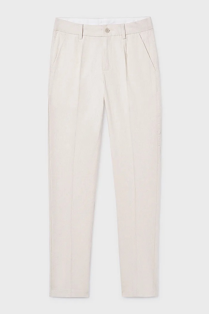 Mayoral pantaloni cu amestec de in pentru copii 6562.7A.Junior.PPY2 bej SS26