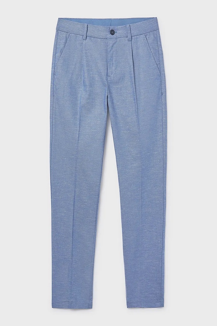 Mayoral pantaloni cu amestec de in pentru copii 6562.7A.Junior.PPY2 albastru SS26