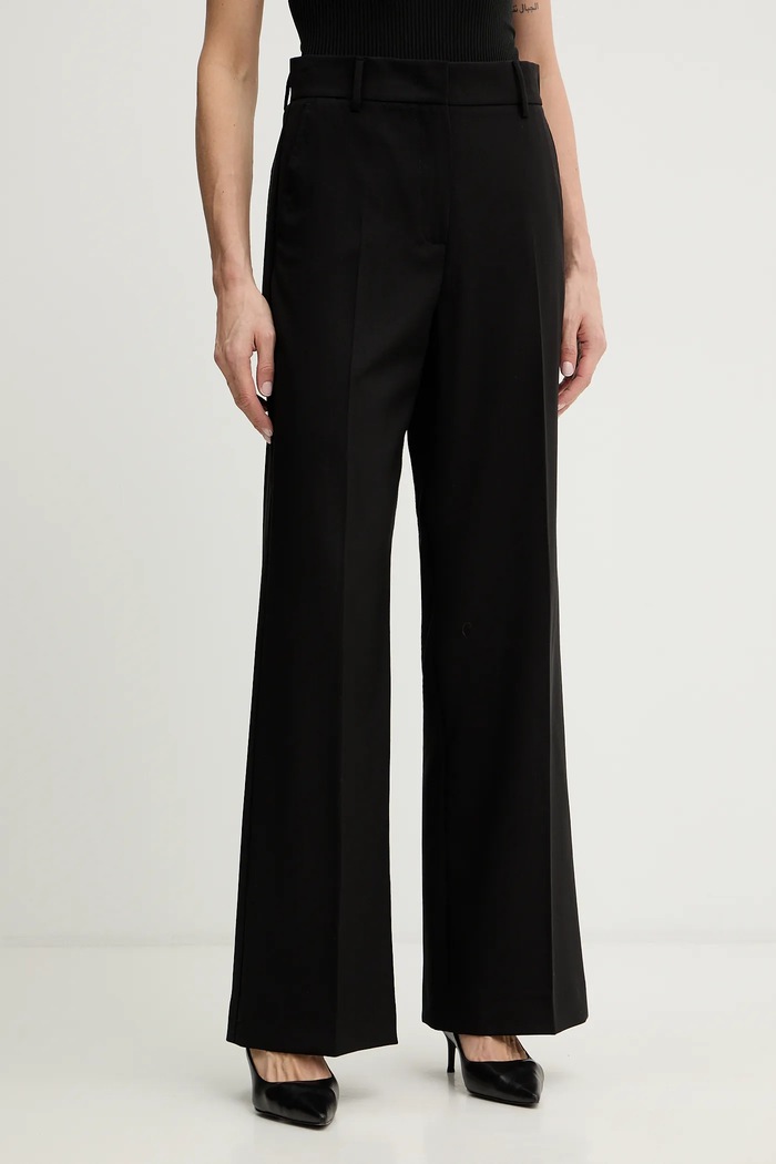 Weekend Max Mara spodnie wełniane VISIVO tkanina czarny 2615131041600