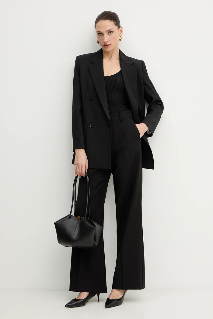Weekend Max Mara spodnie wełniane VISIVO 2615131041600 czarny SS26