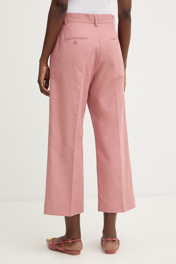 Oblečení Kalhoty s příměsí lnu Weekend Max Mara ZIRCONE 2615131052600 růžová