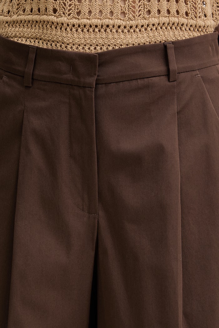 Weekend Max Mara pantaloni pentru femei, din bumbac cu elastan BELLICO maro 2615131072600