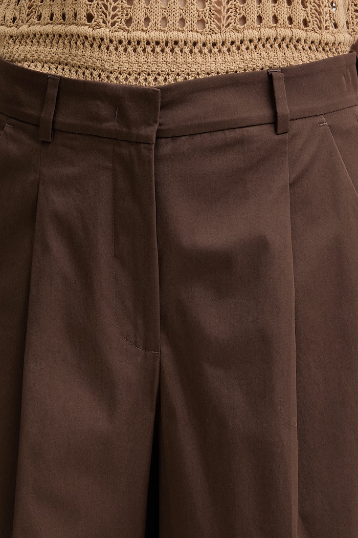 Weekend Max Mara pantaloni pentru femei, din bumbac cu elastan BELLICO maro 2615131072600