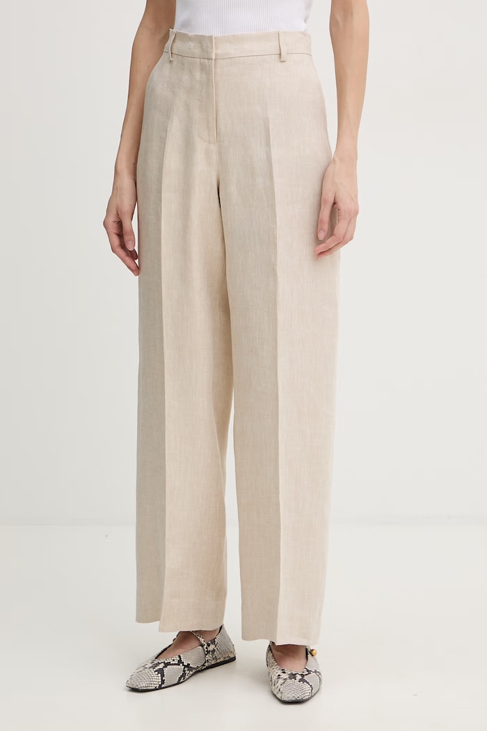 Weekend Max Mara штани жіночі лляні MALIZIA бежевий 2615131112600