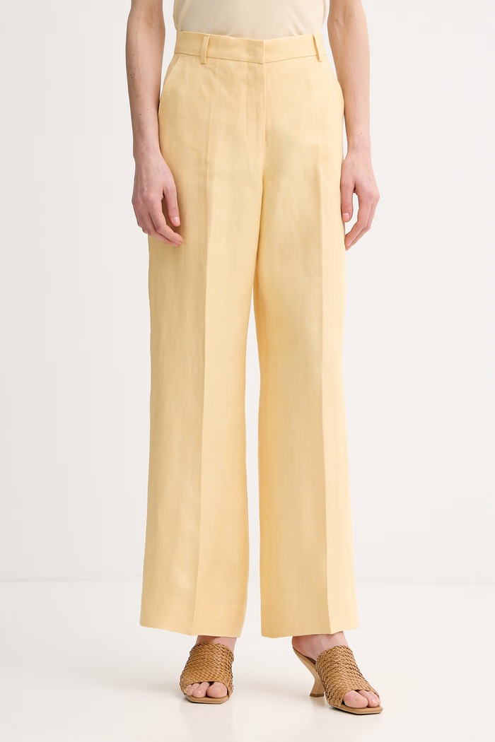 Weekend Max Mara nohavice dámske ľanové MALIZIA žltá 2615131112600