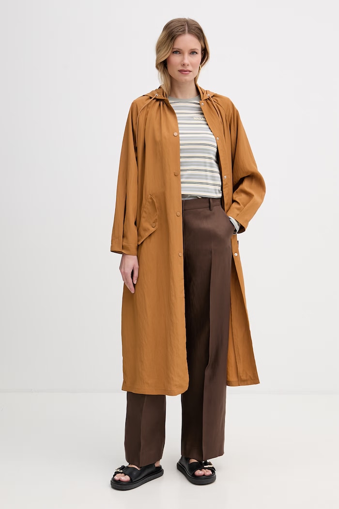 Weekend Max Mara spodnie damskie lniane MALIZIA 2615131112600 brązowy SS26