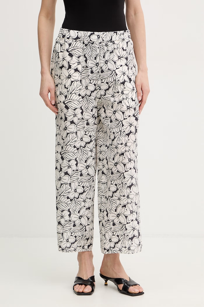 Weekend Max Mara spodnie jedwabne NIRVANA tkanina biały 2615131132600