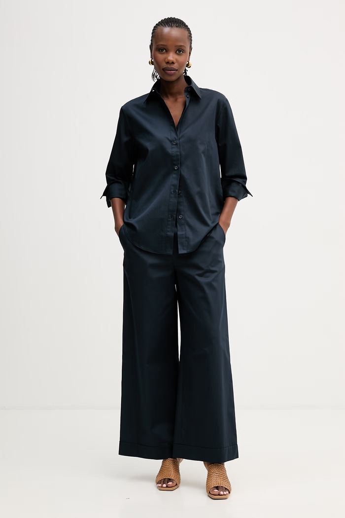 Bavlněné kalhoty MM by Max Mara DREAM 2616131037600 námořnická modř SS26