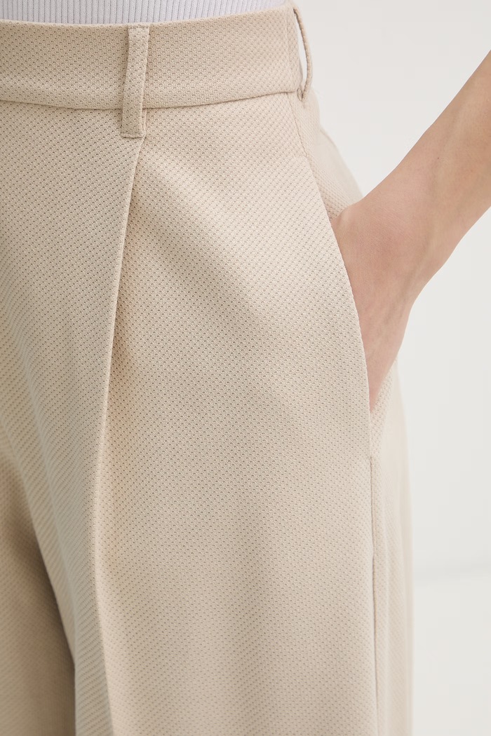 MM by Max Mara nohavice dámske bavlnené PANNO béžová 2616781117600