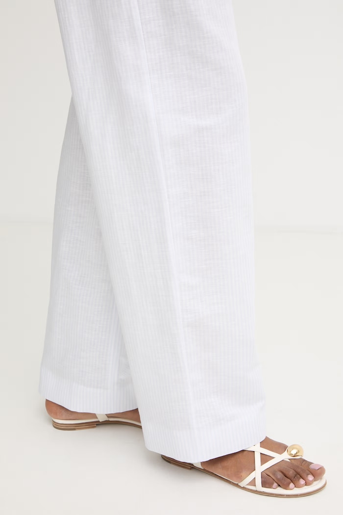 MM by Max Mara spodnie damskie z lnem FAUNA 2616131018600 biały