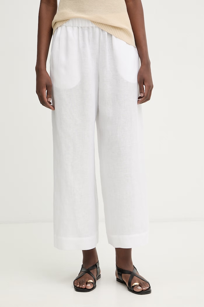 MM by Max Mara панталон дамски от лен CANNETI лен бял 2616131028600
