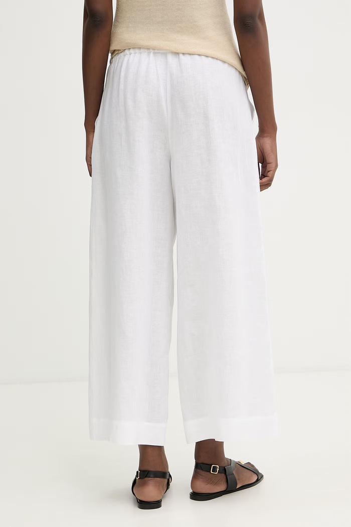 Дрехи MM by Max Mara панталон дамски от лен CANNETI 2616131028600 бял