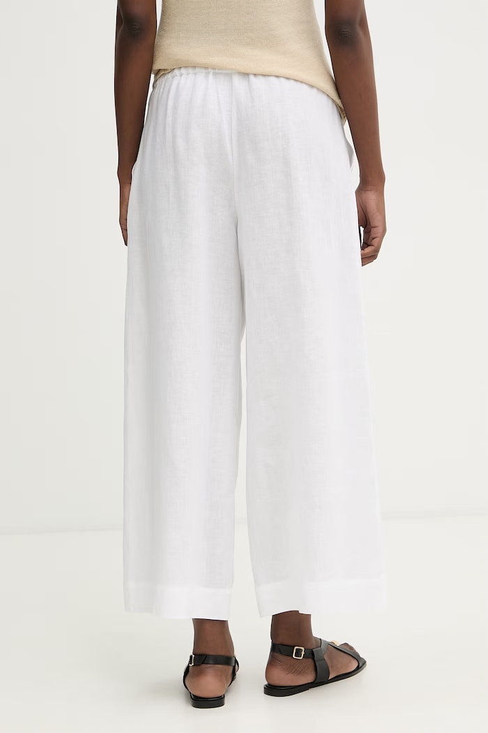 Дрехи MM by Max Mara панталон дамски от лен CANNETI 2616131028600 бял