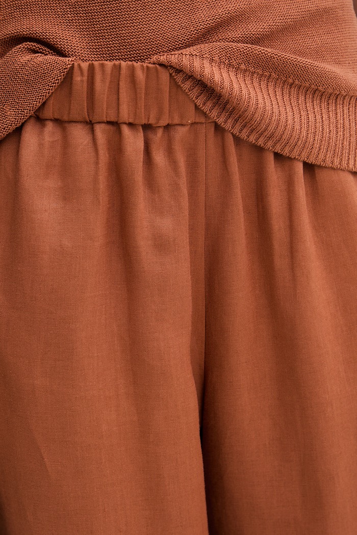 Ρούχα MM by Max Mara παντελόνι γυναικείο λινό CANNETI 2616131028600 πορτοκαλί