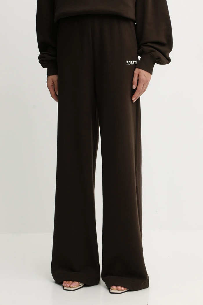 Rotate pantaloni de trening din bumbac uni maro 1153131667