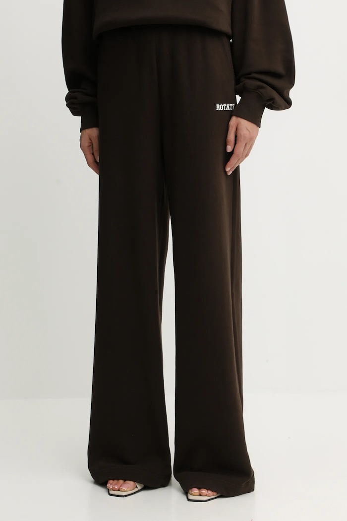 Rotate pantaloni de trening din bumbac uni maro 1153131667