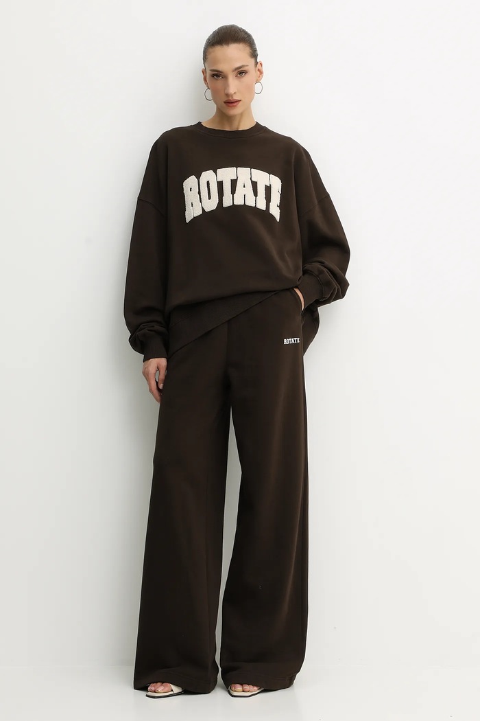 Rotate pantaloni de trening din bumbac 1153131667 maro SS26