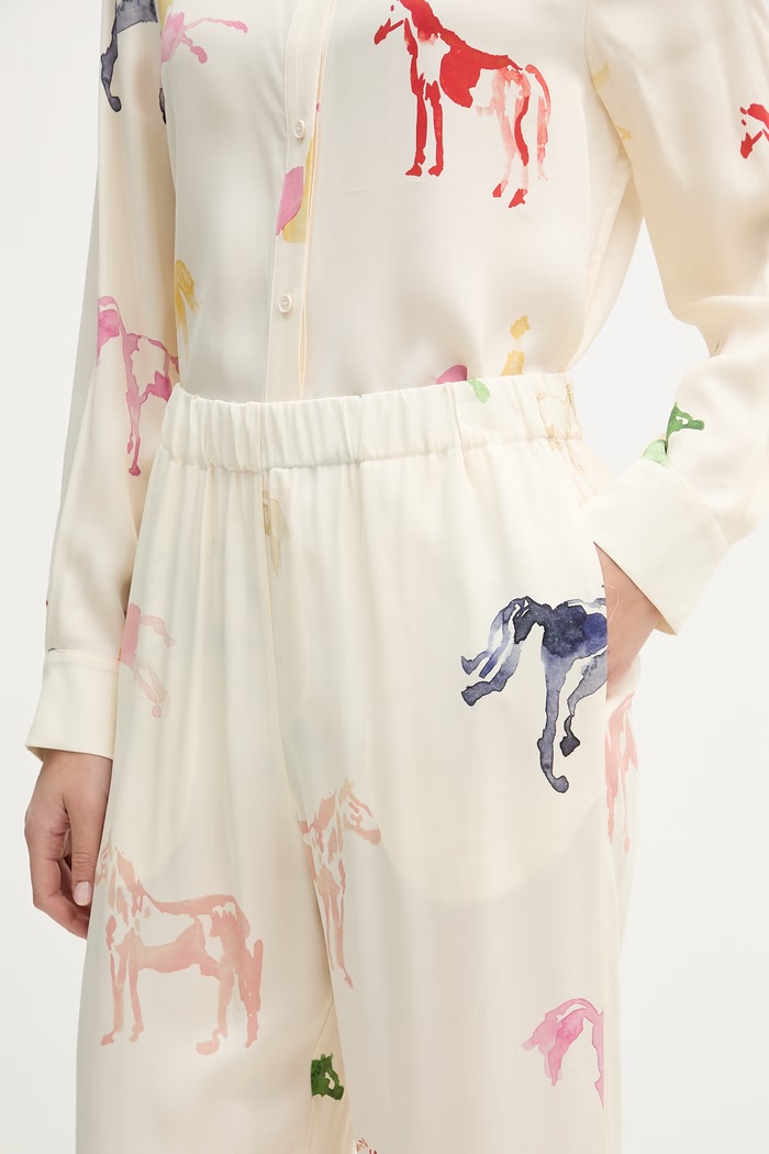 Stine Goya pantaloni pentru femei, cu vâscoză bej SG.SS26.P009.2263