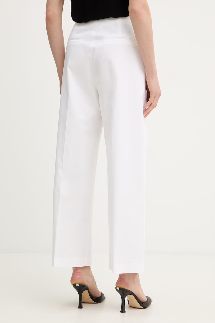 Odzież BOSS spodnie wide leg damskie bawełniane z elastanem Tulotta 50551913 biały