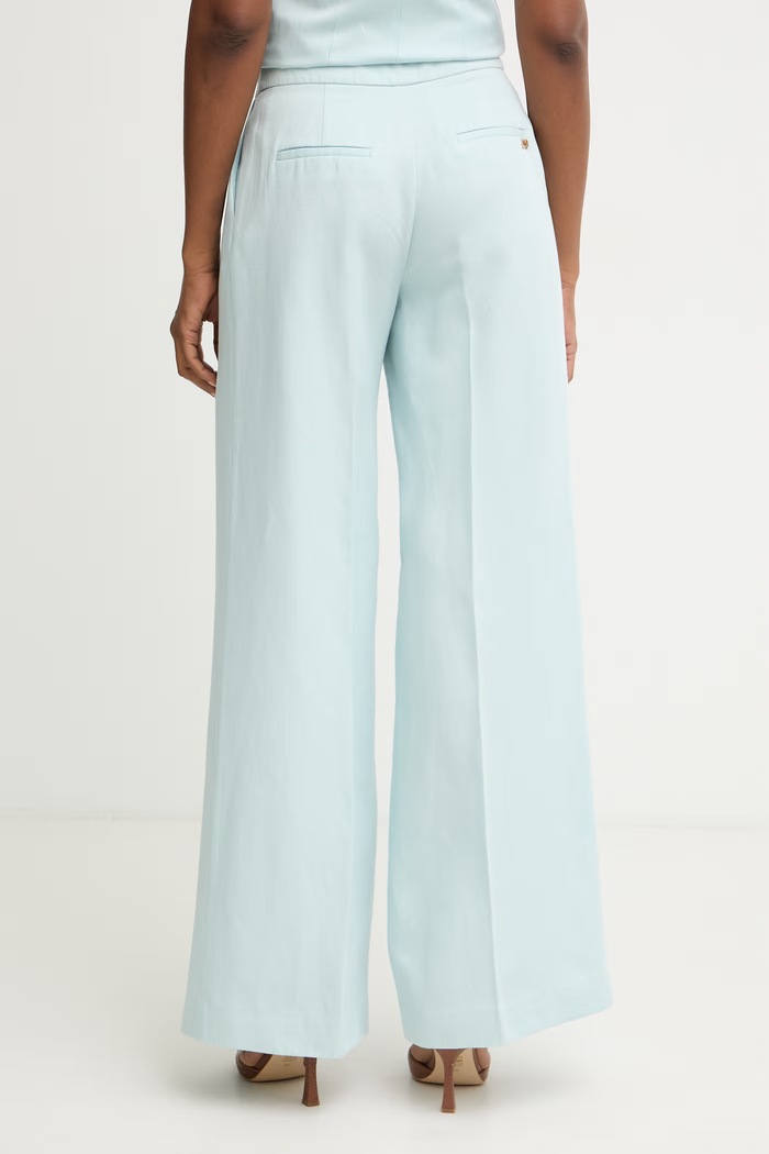 Odzież Marciano by Guess spodnie wide leg damskie z dodatkiem lnu JANE G6GB04.W1782 turkusowy