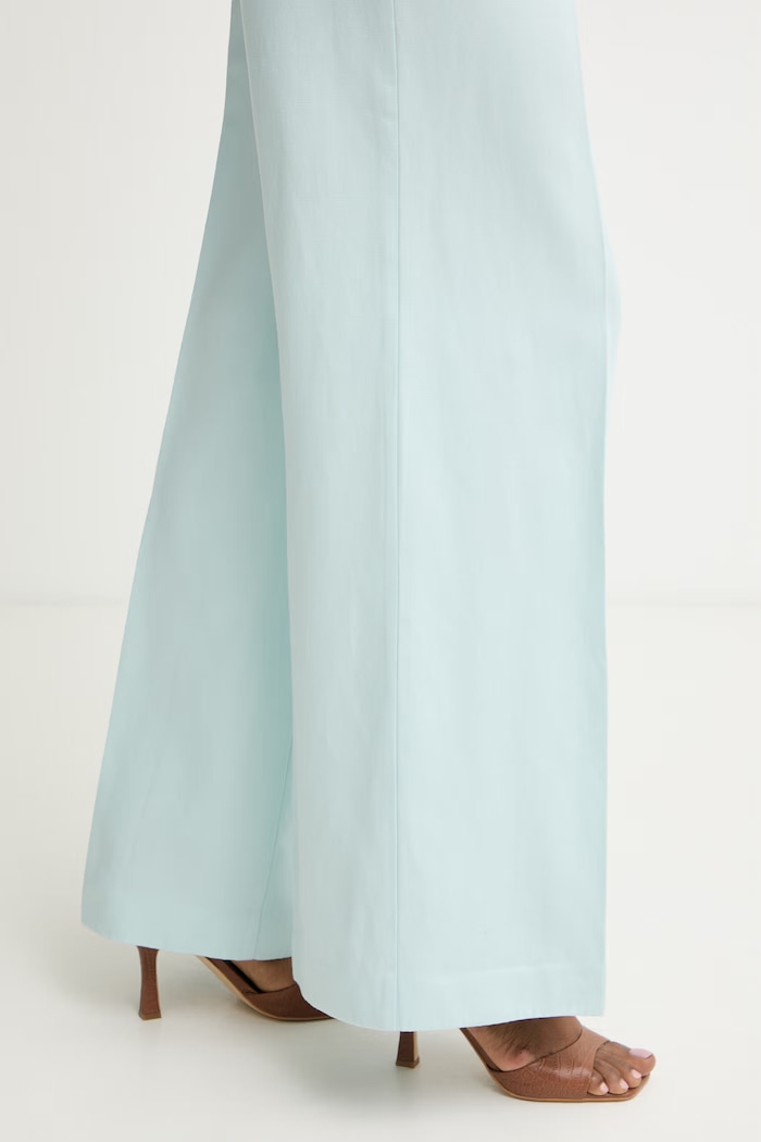 Marciano by Guess spodnie wide leg damskie z dodatkiem lnu JANE G6GB04.W1782 turkusowy