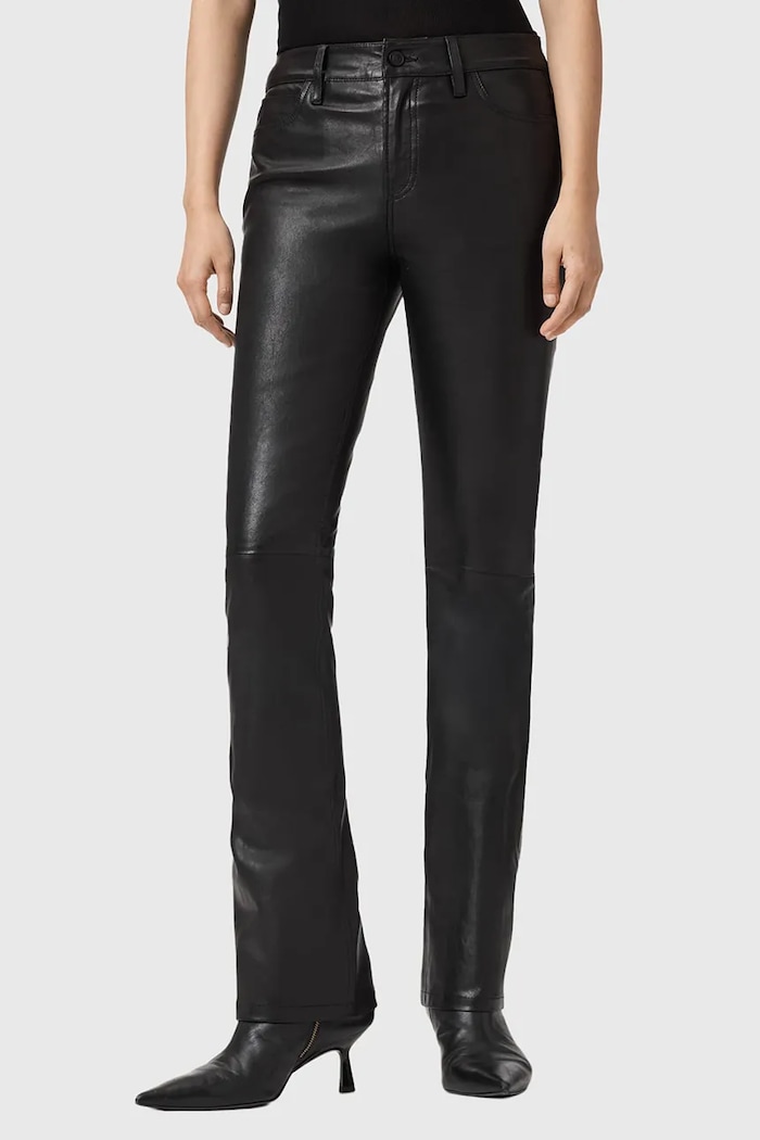 AllSaints spodnie skórzane prosty czarny W077TD