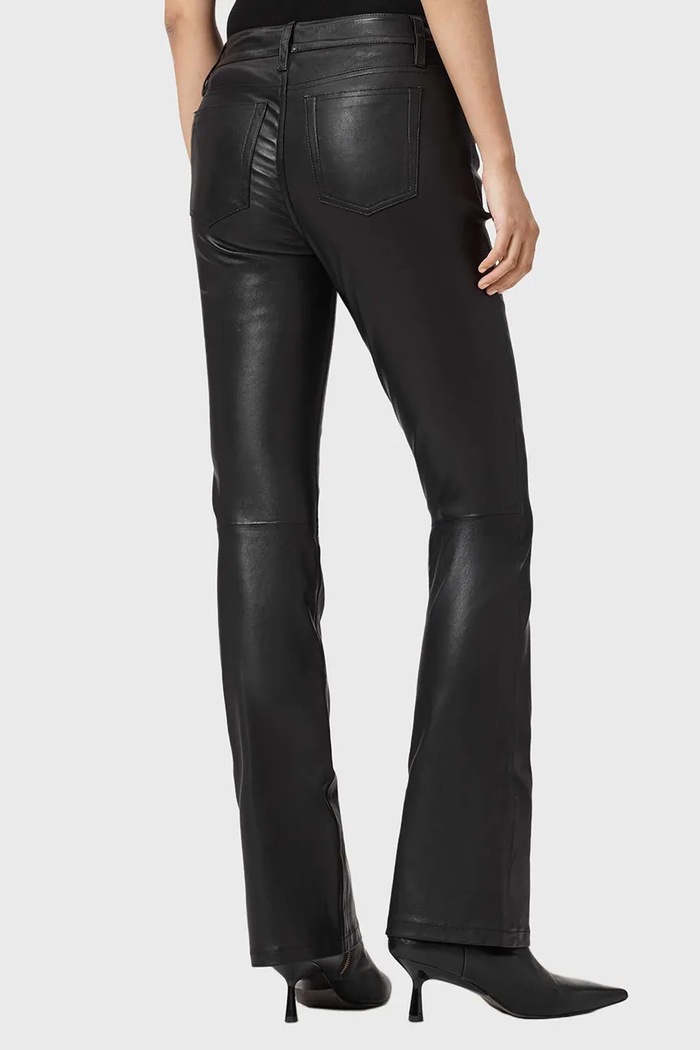AllSaints spodnie skórzane W077TD czarny SS26