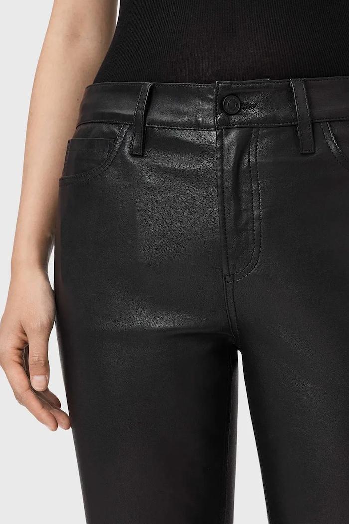 AllSaints spodnie skórzane czarny W077TD