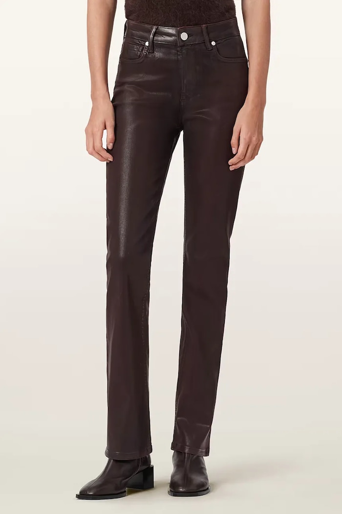 Hlače AllSaints bez uzorka bordo W093ED