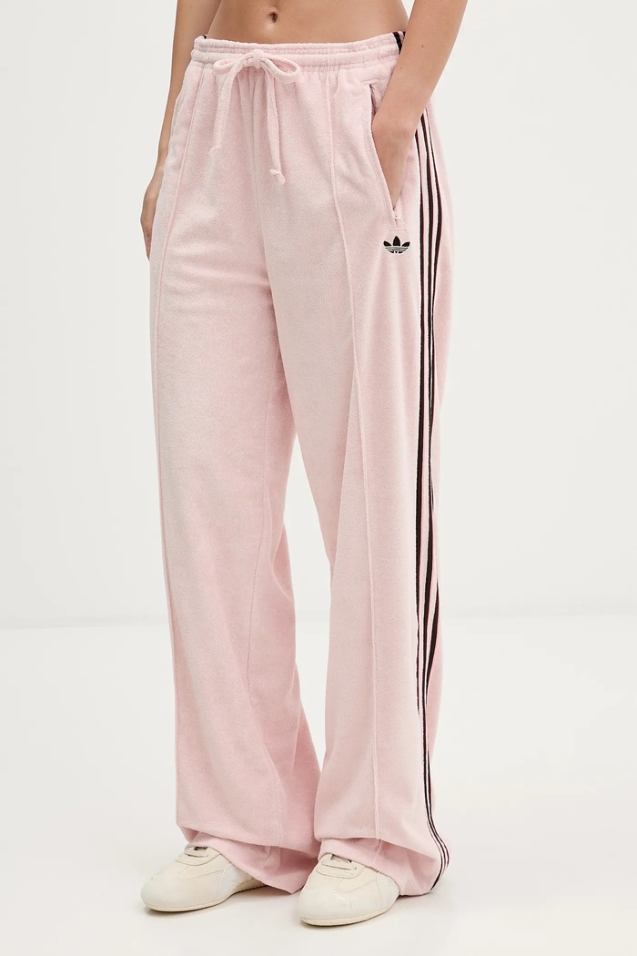 adidas Originals pantaloni de trening pentru femei cu bumbac Terry Towel Firebird roz KD1414
