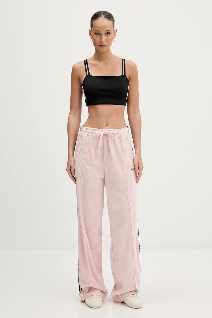 adidas Originals pantaloni de trening pentru femei cu bumbac Terry Towel Firebird KD1414 roz SS26